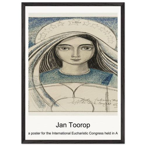 Detailed design of a woman's head for a poster for the International Eucharistic Congress held in Amsterdam from 22-27 July 1924 (1924) by Jan Toorop. Archival Print on Museum Quality Matte Paper. Premium Wood Framed Wall Art. Optimised Aspect Ratio.