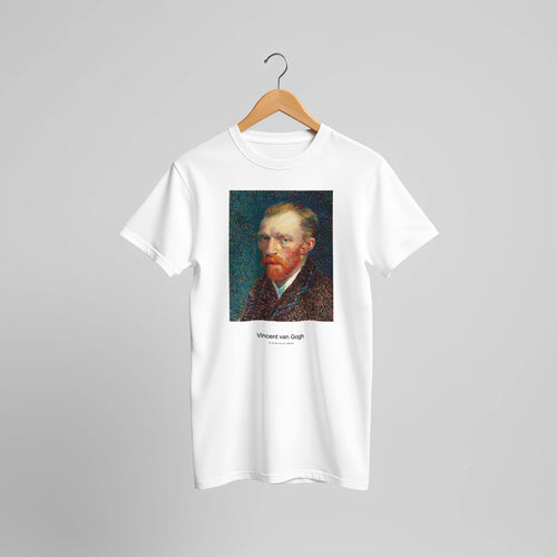 Self-Portrait (1887) by Vincent van Gogh. Custom Print on a 100% Airlume Combed and Ring-Spun Cotton Unisex Crewneck T-shirt Original Aspect Ratio