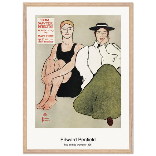 Two seated women (1896) by Edward Penfield. Archival Print on Museum Quality Matte Paper. Premium Wood Framed Wall Art. Original Aspect Ratio