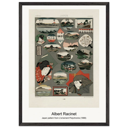 Japan pattern from L'ornement Polychrome (1888) by Albert Racinet. Archival Print on Museum Quality Matte Paper. Premium Wood Framed Wall Art. Optimised Aspect Ratio.