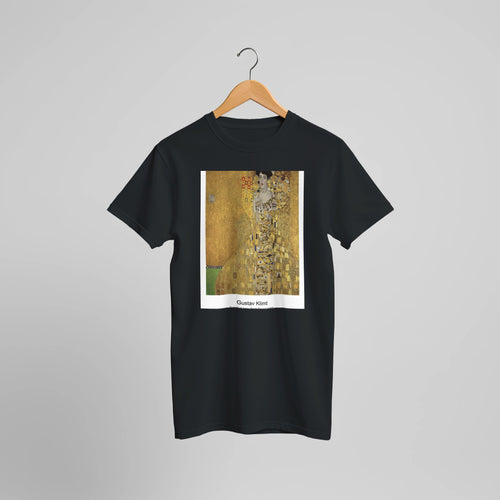 Portrait of Adele Bloch-Bauer I (1907) by Gustav Klimt. Custom Print on a 100% Airlume Combed and Ring-Spun Cotton Unisex Crewneck T-shirt Optimised Aspect Ratio.