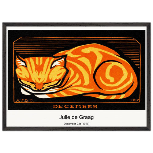 December Cat (1917) by Julie de Graag. Archival Print on Museum Quality Matte Paper. Premium Wood Framed Wall Art. Optimised Aspect Ratio.