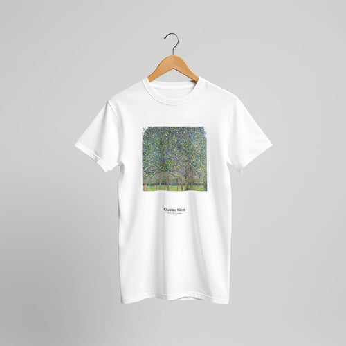 Pear Tree (1903) by Gustav Klimt. Custom Print on a 100% Airlume Combed and Ring-Spun Cotton Unisex Crewneck T-shirt Original Aspect Ratio