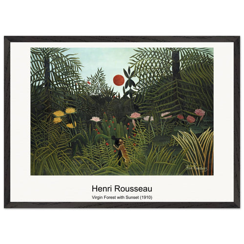Virgin Forest with Sunset (1910) by Henri Rousseau. Archival Print on Museum Quality Matte Paper. Premium Wood Framed Wall Art. Original Aspect Ratio