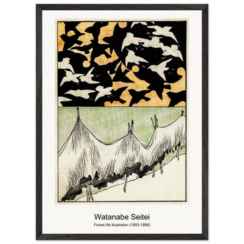 Autumn and water illustration from Bijutsu Sekai (1893-1896) by Watanabe Seitei. Archival Print on Museum Quality Matte Paper. Premium Wood Framed Wall Art. Original Aspect Ratio