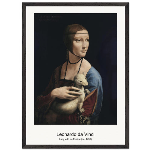 Lady with an Ermine (ca. 1490) by Leonardo da Vinci. Archival Print on Museum Quality Matte Paper. Premium Wood Framed Wall Art. Original Aspect Ratio