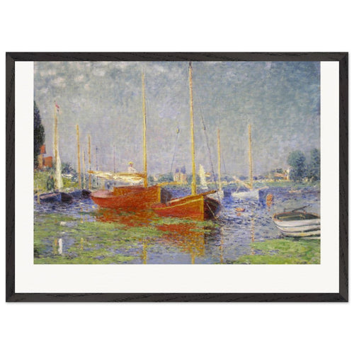 Red Boats at Argenteuil (1875) by Claude Monet. Archival Print on Museum Quality Matte Paper. Premium Wood Framed Wall Art. Original Aspect Ratio