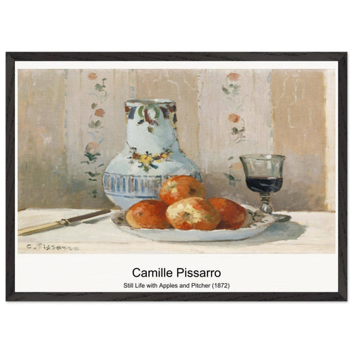 Still Life with Apples and Pitcher (1872) by Camille Pissarro. Archival Print on Museum Quality Matte Paper. Premium Wood Framed Wall Art. Optimised Aspect Ratio.