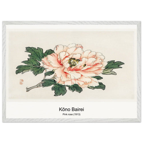 Pink rose (1913) by Kōno Bairei. Archival Print on Museum Quality Matte Paper. Premium Wood Framed Wall Art. Optimised Aspect Ratio.