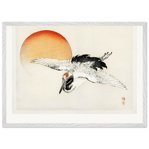 Flying crane (1913) by Kōno Bairei. Archival Print on Museum Quality Matte Paper. Premium Wood Framed Wall Art. Original Aspect Ratio