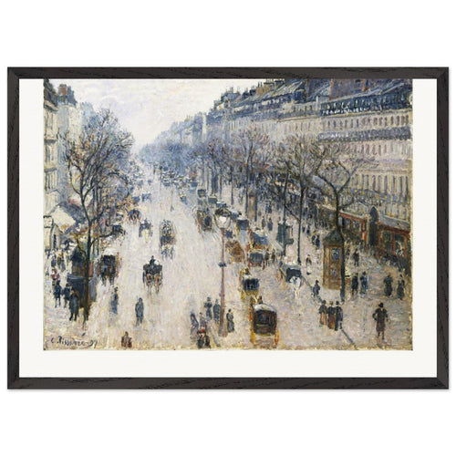 The Boulevard Montmartre on a Winter Morning (1897) by Camille Pissarro. Archival Print on Museum Quality Matte Paper. Premium Wood Framed Wall Art. Original Aspect Ratio