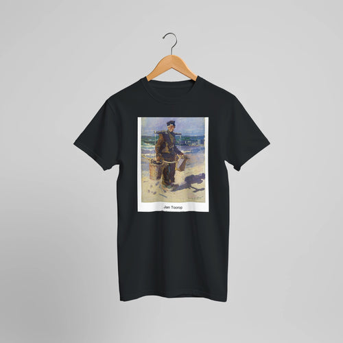 The Shell Fisherman (1904) by Jan Toorop. Custom Print on a 100% Airlume Combed and Ring-Spun Cotton Unisex Crewneck T-shirt Optimised Aspect Ratio.