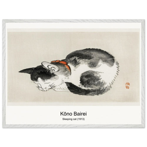 Sleeping cat (1913) by Kōno Bairei. Archival Print on Museum Quality Matte Paper. Premium Wood Framed Wall Art. Optimised Aspect Ratio.