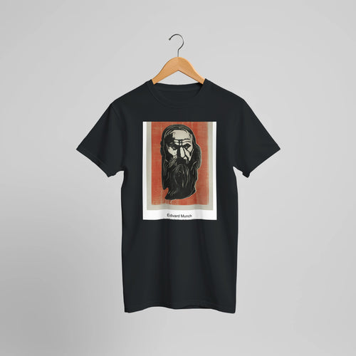 Head of an Old Man with Beard (1902) by Edvard Munch. Custom Print on a 100% Airlume Combed and Ring-Spun Cotton Unisex Crewneck T-shirt Optimised Aspect Ratio.