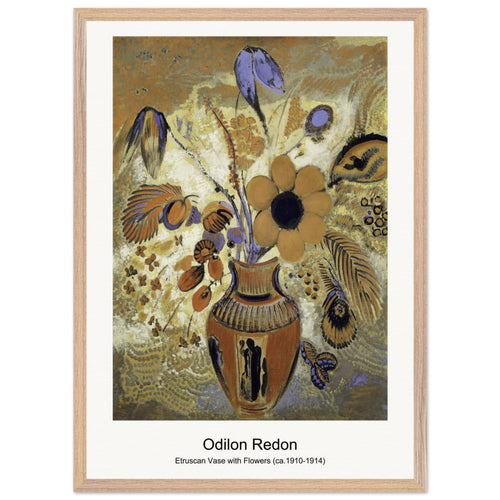 Etruscan Vase with Flowers (ca. 1910-1914) by Odilon Redon. Archival Print on Museum Quality Matte Paper. Premium Wood Framed Wall Art. Optimised Aspect Ratio.