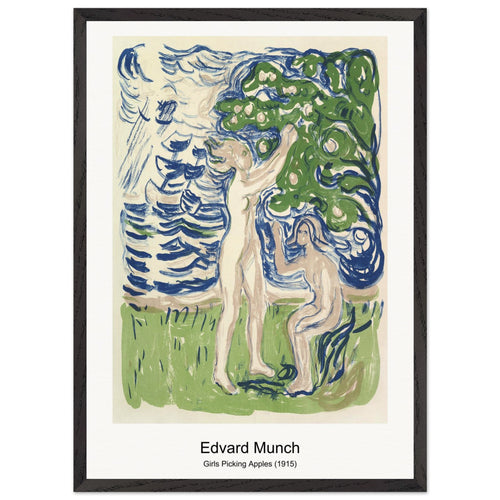 Girls Picking Apples (1915) by Edvard Munch. Archival Print on Museum Quality Matte Paper. Premium Wood Framed Wall Art. Optimised Aspect Ratio.