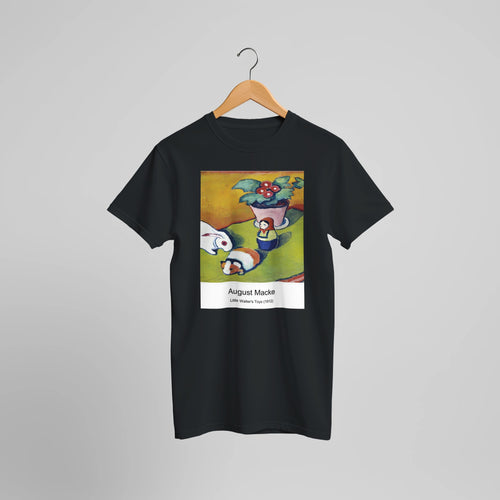 Little Walter's Toys (1912) by August Macke. Custom Print on a 100% Airlume Combed and Ring-Spun Cotton Unisex Crewneck T-shirt Optimised Aspect Ratio.