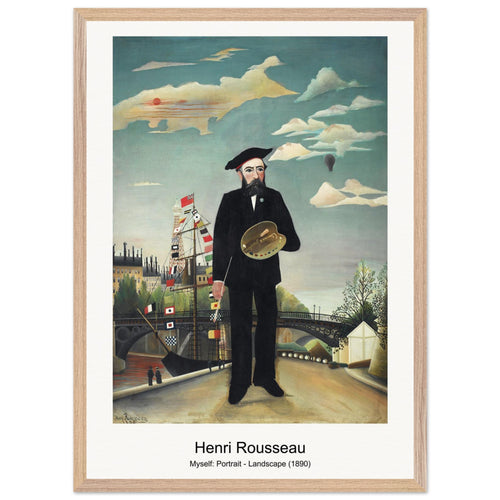Myself: Portrait - Landscape (1890) by Henri Rousseau. Archival Print on Museum Quality Matte Paper. Premium Wood Framed Wall Art. Optimised Aspect Ratio.