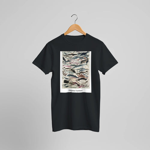 Eighty-eight Fish (19th century) by Utagawa Yoshikazu. Custom Print on a 100% Airlume Combed and Ring-Spun Cotton Unisex Crewneck T-shirt Optimised Aspect Ratio.