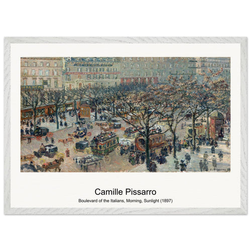 Boulevard of the Italians, Morning, Sunlight (1897) by Camille Pissarro. Archival Print on Museum Quality Matte Paper. Premium Wood Framed Wall Art. Optimised Aspect Ratio.