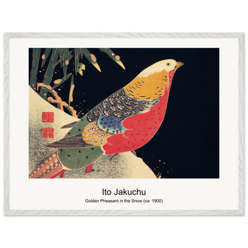 Golden Pheasant in the Snow (ca. 1900) by Ito Jakuchu. Archival Print on Museum Quality Matte Paper. Premium Wood Framed Wall Art. Original Aspect Ratio