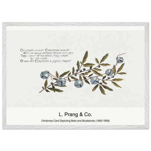 Christmas Card Depicting Bells and Blueberries (1865-1899) by L. Prang & Co. . Archival Print on Museum Quality Matte Paper. Premium Wood Framed Wall Art. Optimised Aspect Ratio.