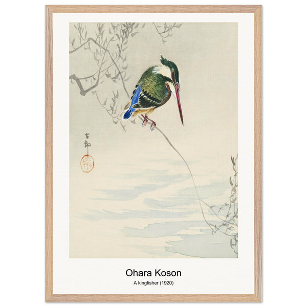 A kingfisher (1920) by Ohara Koson. Archival Print on Museum Quality Matte Paper. Premium Wood Framed Wall Art. Optimised Aspect Ratio.