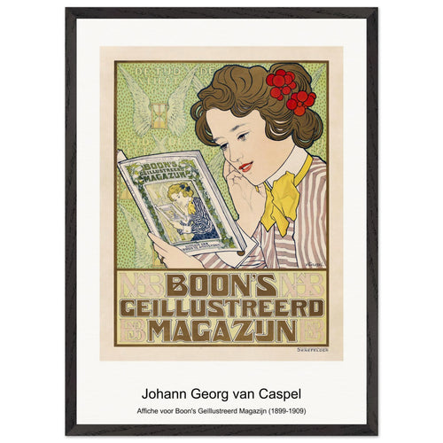 Affiche voor Boon's Geïllustreerd Magazijn (1899-1909) by Johann Georg van Caspel. Archival Print on Museum Quality Matte Paper. Premium Wood Framed Wall Art. Original Aspect Ratio