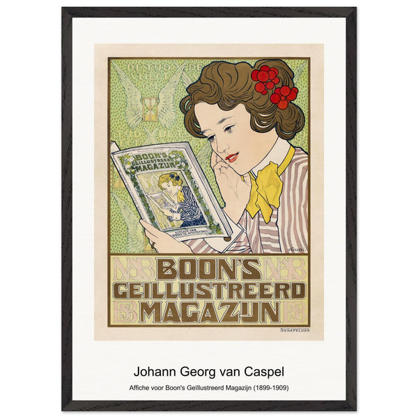 Affiche voor Boon's Geïllustreerd Magazijn (1899-1909) by Johann Georg van Caspel. Archival Print on Museum Quality Matte Paper. Premium Wood Framed Wall Art. Original Aspect Ratio