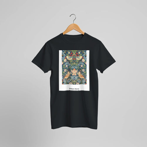 Fruit pattern wall decor (1862) by William Morris. Custom Print on a 100% Airlume Combed and Ring-Spun Cotton Unisex Crewneck T-shirt Optimised Aspect Ratio.