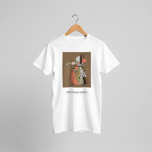 Queen of Hearts (1915) Costume Design for Alice in Wonderland (1915) by William Penhallow Henderson. Custom Print on a 100% Airlume Combed and Ring-Spun Cotton Unisex Crewneck T-shirt Original Aspect Ratio