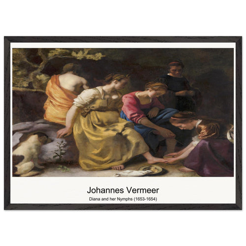 Diana and her Nymphs (1653-1654) by Johannes Vermeer. Archival Print on Museum Quality Matte Paper. Premium Wood Framed Wall Art. Optimised Aspect Ratio.
