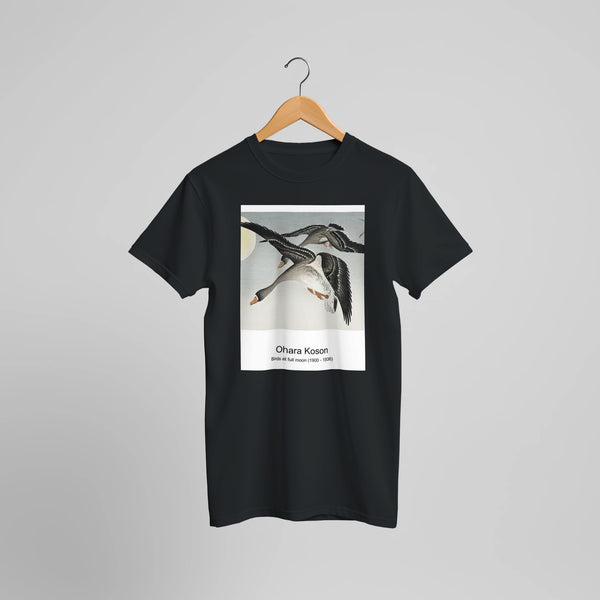 A kingfisher (1920) by Ohara Koson. Custom Print on a 100% Airlume Combed and Ring-Spun Cotton Unisex Crewneck T-shirt Optimised Aspect Ratio.