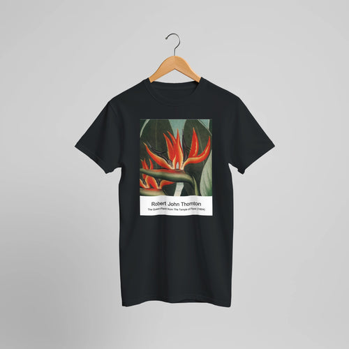 A Group of Carnations from The Temple of Flora (1807) by Robert John Thornton. Custom Print on a 100% Airlume Combed and Ring-Spun Cotton Unisex Crewneck T-shirt Optimised Aspect Ratio.