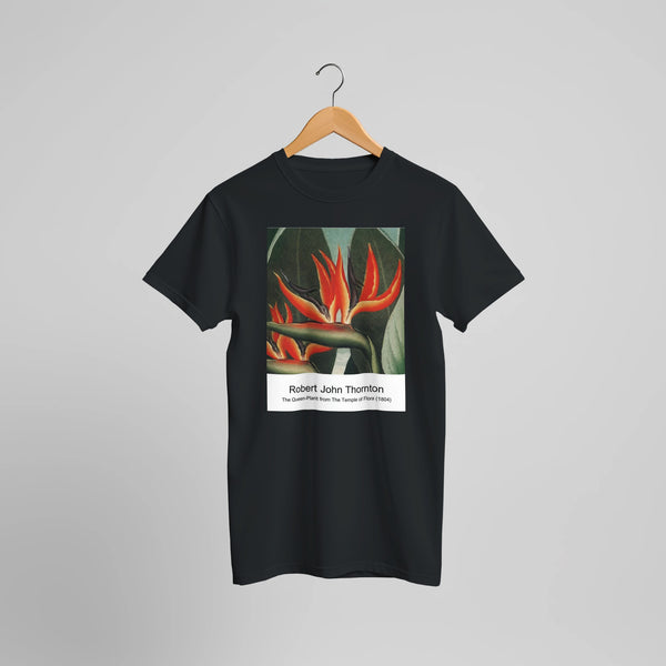 A Group of Carnations from The Temple of Flora (1807) by Robert John Thornton. Custom Print on a 100% Airlume Combed and Ring-Spun Cotton Unisex Crewneck T-shirt Optimised Aspect Ratio.