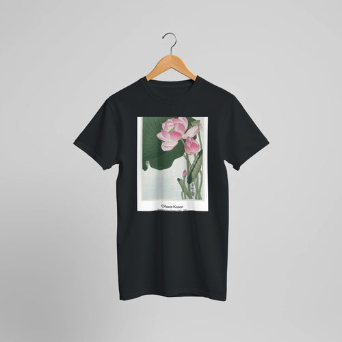 Flycatchers on a nandina bush (1925 - 1936) by Ohara Koson. Custom Print on a 100% Airlume Combed and Ring-Spun Cotton Unisex Crewneck T-shirt Optimised Aspect Ratio.