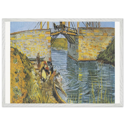The Langlois Bridge at Arles with Women Washing (1888) by Vincent van Gogh. Archival Print on Museum Quality Matte Paper. Premium Wood Framed Wall Art. Optimised Aspect Ratio.