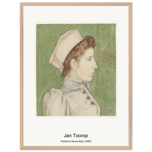 Portrait of Nurse Nelly (1894) by Jan Toorop. Archival Print on Museum Quality Matte Paper. Premium Wood Framed Wall Art. Original Aspect Ratio