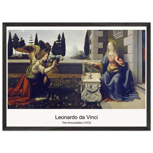 The Annunciation (1472) by Leonardo da Vinci. Archival Print on Museum Quality Matte Paper. Premium Wood Framed Wall Art. Optimised Aspect Ratio.