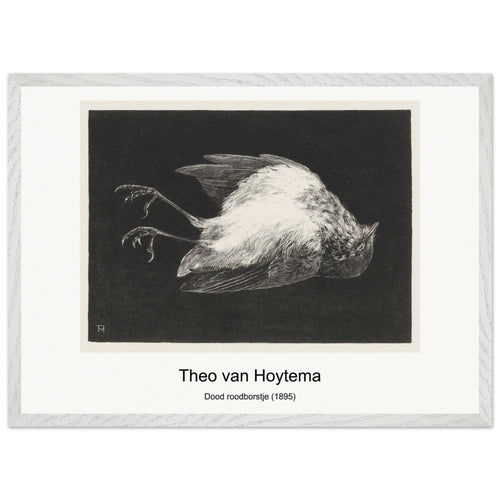 Dood roodborstje (1895) by Theo van Hoytema. Archival Print on Museum Quality Matte Paper. Premium Wood Framed Wall Art. Original Aspect Ratio