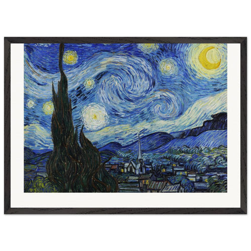 The Starry Night (1889) by Vincent van Gogh. Archival Print on Museum Quality Matte Paper. Premium Wood Framed Wall Art. Original Aspect Ratio