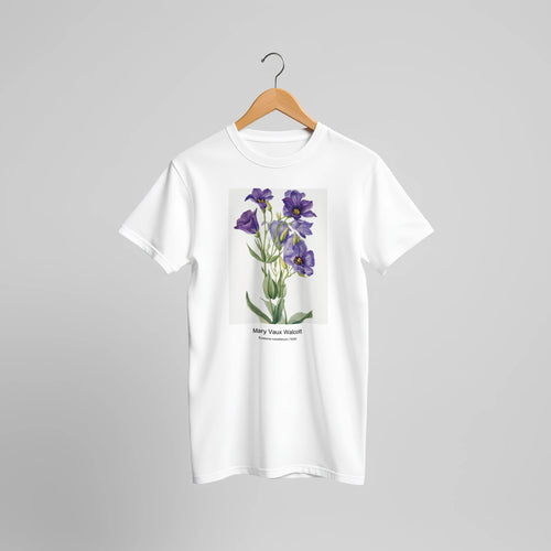 Scarlet Globe Mallow (Sphaeralcea grossulariaefolia) (1927) by Mary Vaux Walcott. Custom Print on a 100% Airlume Combed and Ring-Spun Cotton Unisex Crewneck T-shirt Original Aspect Ratio