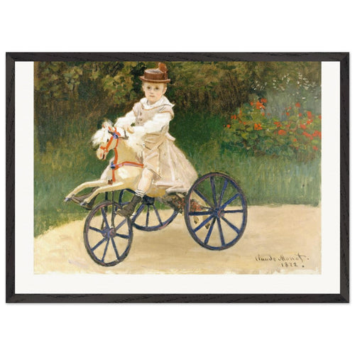 Jean Monet on His Hobby Horse (1872) by Claude Monet. Archival Print on Museum Quality Matte Paper. Premium Wood Framed Wall Art. Original Aspect Ratio