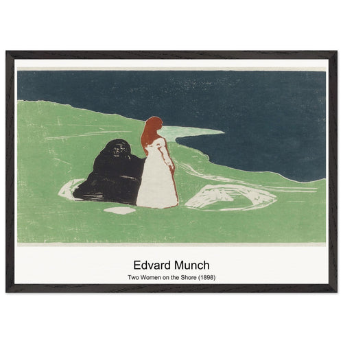 Two Women on the Shore (1898) by Edvard Munch. Archival Print on Museum Quality Matte Paper. Premium Wood Framed Wall Art. Optimised Aspect Ratio.