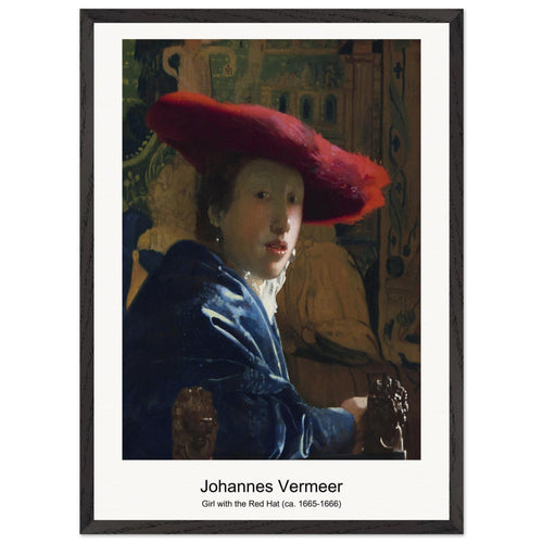 Girl with the Red Hat (ca. 1665-1666) by Johannes Vermeer. Archival Print on Museum Quality Matte Paper. Premium Wood Framed Wall Art. Optimised Aspect Ratio.