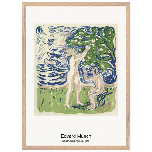Girls Picking Apples (1915) by Edvard Munch. Archival Print on Museum Quality Matte Paper. Premium Wood Framed Wall Art. Original Aspect Ratio