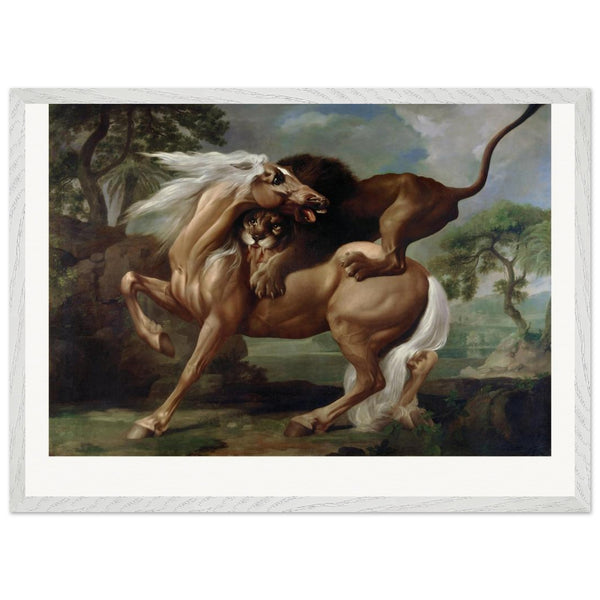 A Lion Attacking a Horse (1762) by George Stubbs. Archival Print on Museum Quality Matte Paper. Premium Wood Framed Wall Art. Original Aspect Ratio