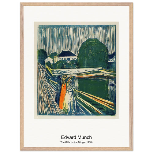 The Girls on the Bridge (1918) by Edvard Munch. Archival Print on Museum Quality Matte Paper. Premium Wood Framed Wall Art. Original Aspect Ratio