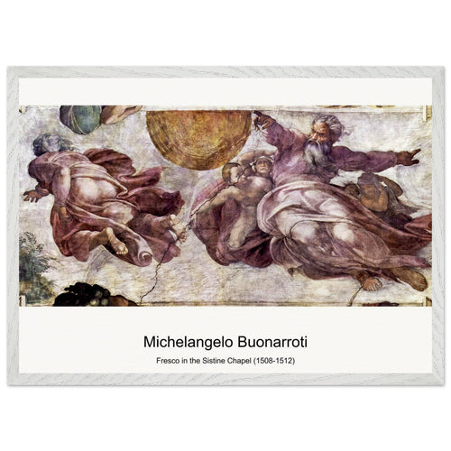 Fresco in the Sistine Chapel (1508-1512) by Michelangelo Buonarroti. Archival Print on Museum Quality Matte Paper. Premium Wood Framed Wall Art. Original Aspect Ratio