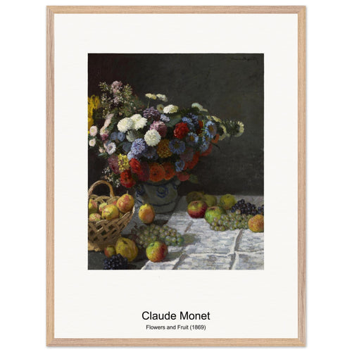 Flowers and Fruit (1869) by Claude Monet. Archival Print on Museum Quality Matte Paper. Premium Wood Framed Wall Art. Original Aspect Ratio